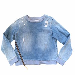 Distressed denim top